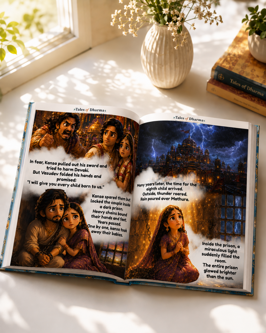 Tales of Dharma Krishna Janma inside pages best illustrated Hindu story book for kids