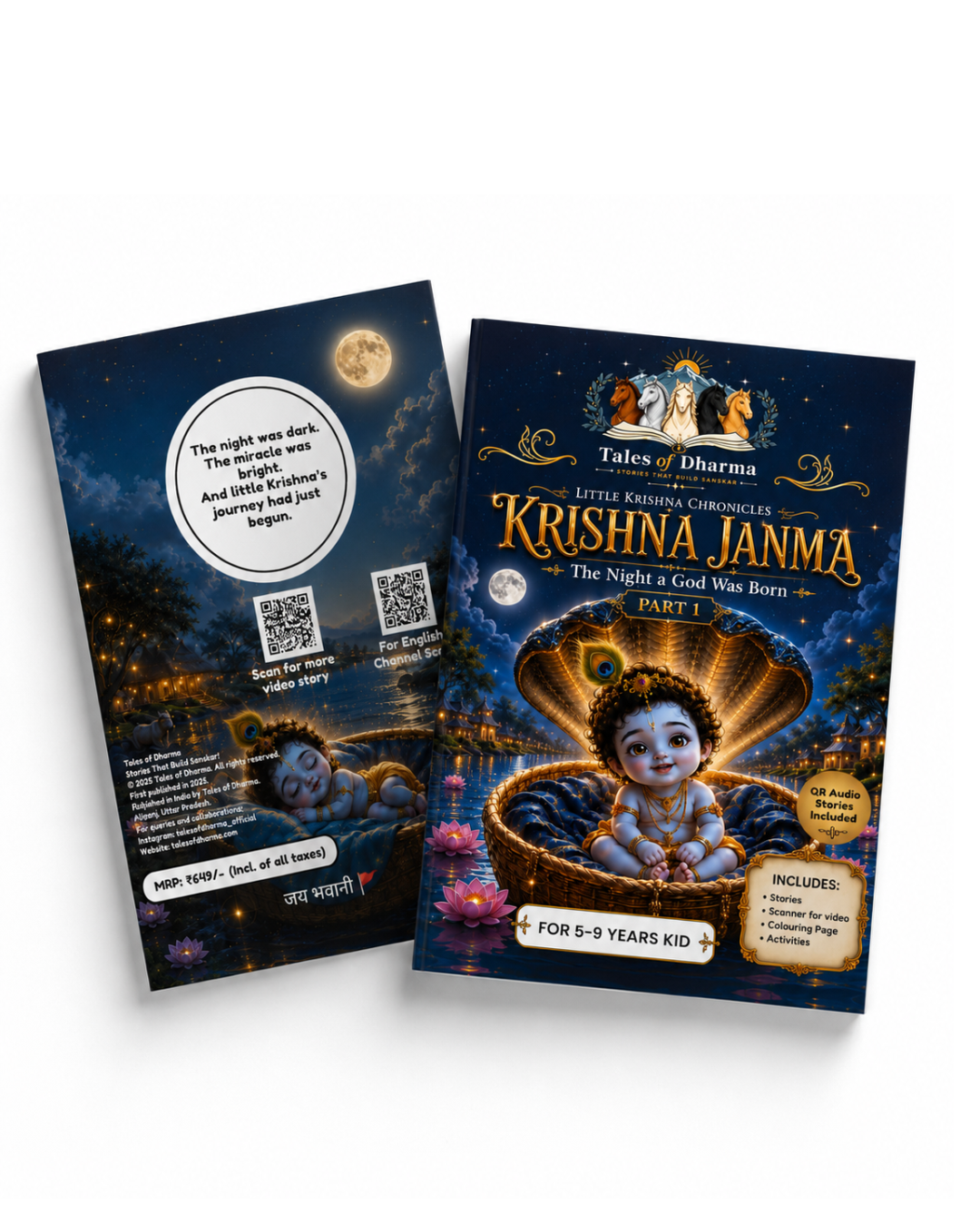 Tales of Dharma Krishna Janma front and back cover best Hindu story book for kids